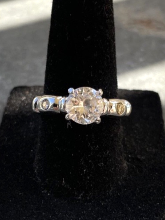 Jewelry - Silver tone costume faux diamond Ring Size 7